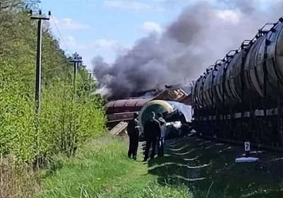 قطار شحن يخرج عن مساره في جنوب روسيا