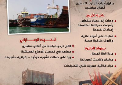 باخرة إماراتية في سقطرى.. غوث جديد ورد على التشويه (إنفوجراف)