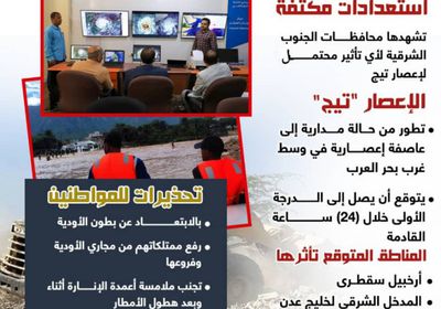 المحافظات الشرقية.. استعدادات مكثفة لمواجهة تأثيرات "تيج" (إنفوجراف)