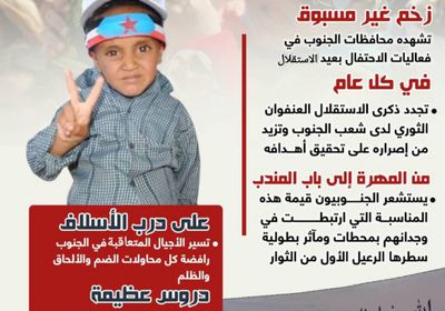 في ذكرى الاستقلال.. ثوار الجنوب سائرون على درب أسلافهم (إنفوجراف)