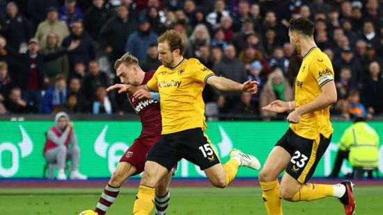قدوس يسجل ثنائية في فوز وست هام على ولفرهامبتون