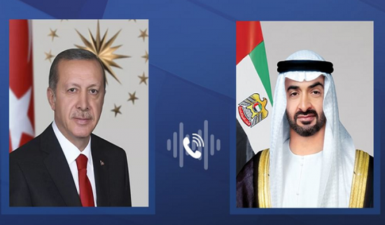 رئيس الإمارات يتلقى اتصالاً هاتفياً من نظيره التركي