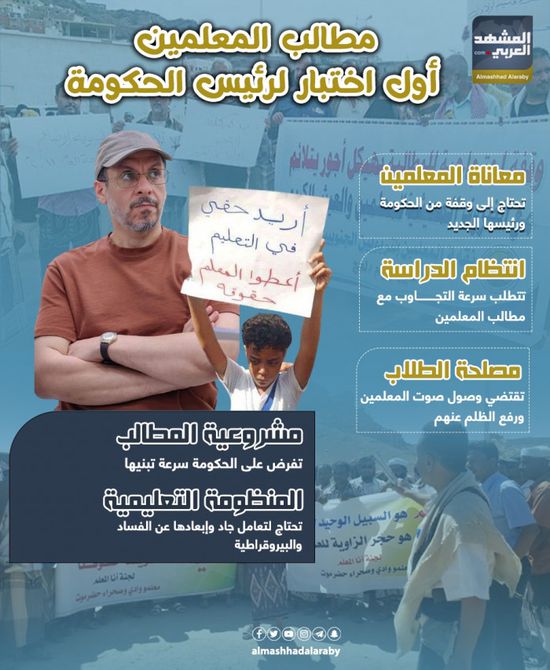 مطالب المعلمين أول اختبار لرئيس الحكومة (إنفوجراف)