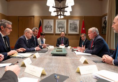 ملك الأردن يبحث مع المستشار الألماني التطورات في غزة