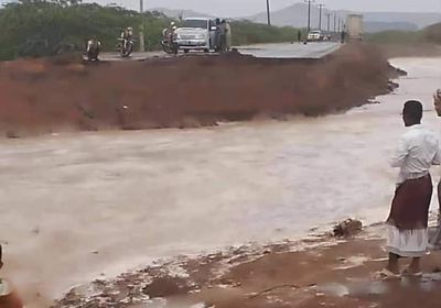 السيول تقطع الخط الساحلي الدولي في رضوم