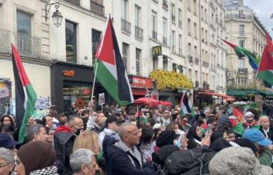 تظاهرة في باريس للمطالبة بوقف الاعتداءات الإسرائيلية على غزة