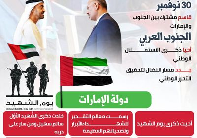 الجنوب والإمارات.. المناسبات الوطنية تعكس المصير المشترك (إنفوجراف)