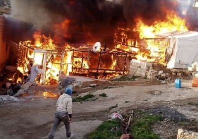 حريق هائل بمخيم للنازحين السوريين في عكار