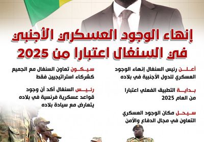 إنهاء الوجود العسكري الأجنبي في السنغال اعتباراً من 2025 (إنفوجراف)