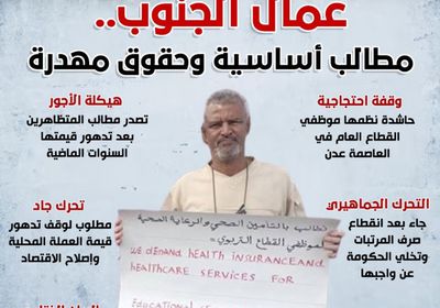 عمال الجنوب.. مطالب أساسية وحقوق مهدرة (إنفوجراف)