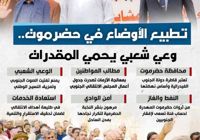 تطبيع الأوضاع في حضرموت.. وعي شعبي يحمي المقدرات (إنفوجراف)