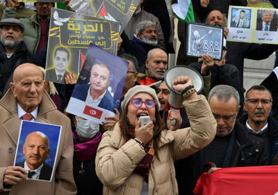 المعارضة التونسية تتظاهر في الذكرى 14 للثورة