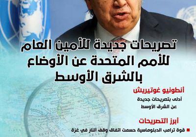 تصريحات جديدة للأمين العام للأمم المتحدة عن الأوضاع بالشرق الأوسط (إنفوجراف)