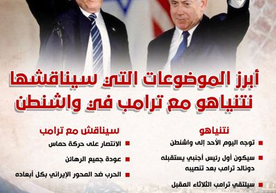 أبرز الموضوعات التي سيناقشها نتنياهو مع ترامب في واشنطن (إنفوجراف)