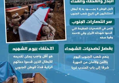 تضحيات الشهداء.. قيم خالدة في وجدان شعب الجنوب (إنفوجراف)