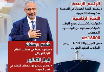 توجيهات الرئيس الزُبيدي.. انفراجة وشيكة لأزمة الكهرباء (إنفوجراف)