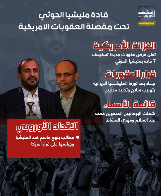 قادة مليشيا الحوثي تحت مقصلة العقوبات الأمريكية (إنفوجراف)