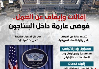 إقالات وإيقاف عن العمل.. فوضى عارمة داخل البنتاجون (إنفوجراف)
