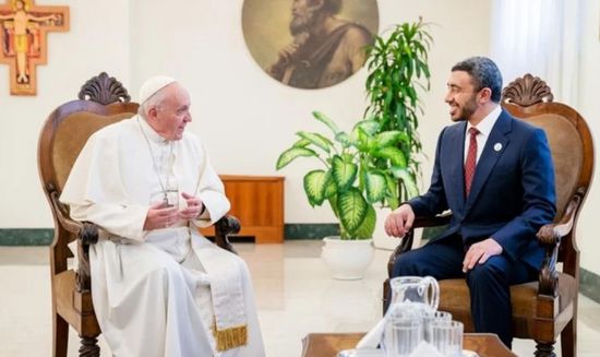 عن البابا فرنسيس.. عبدالله بن زايد: كرس حياته لتعزيز التسامح