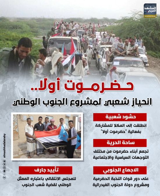 حضرموت أولا.. انحياز شعبي لمشروع الجنوب الوطني ( إنفوجراف)