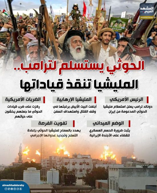 الحوثي يستسلم لترامب.. المليشيا تنقذ قياداتها (إنفوجراف)