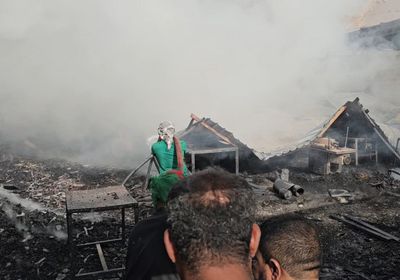 اندلاع حريق هائل في ورشة نجارة بمدينة تريم