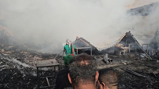 اندلاع حريق هائل في ورشة نجارة بمدينة تريم