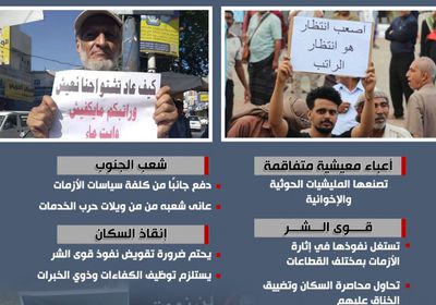 الأزمات المعيشية.. سلاح المليشيات الحوثية والإخوانية (إنفوجراف)
