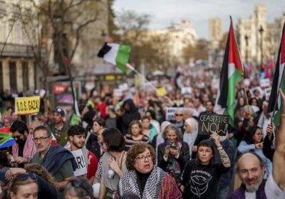 تظاهرات حاشدة في مدريد تطالب بوقف مجازر غزة