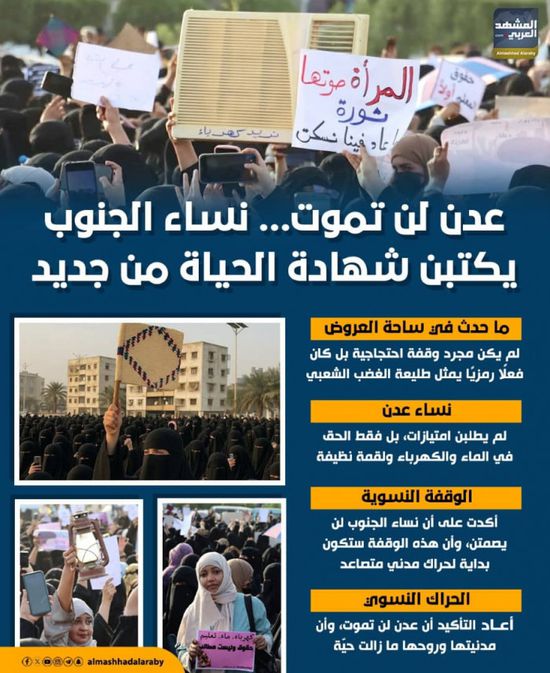 عدن لن تموت.. نساء الجنوب يكتبن شهادة الحياة من جديد (إنفوجراف)