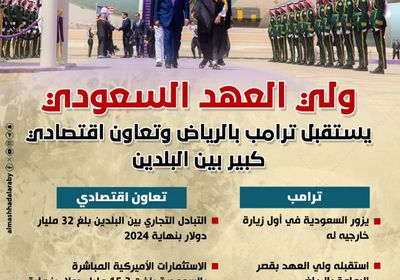 ولي العهد السعودي يستقبل ترامب بالرياض وتعاون كبير بين البلدين (إنفوجراف)