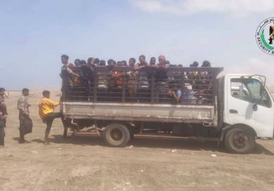 الحزام الأمني في الصبيحة يضبط 119 مهاجرا أفريقيا بعمق البحر