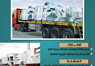 أيادي الخير الإماراتية تغيث سكان غزة بقافلة مستلزمات المخابز  (إنفوجراف)