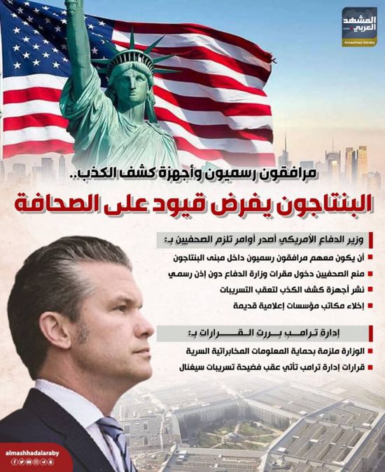 مرافقون رسميون وأجهزة كشف الكذب.. البنتاجون يفرض قيود على الصحافة (إنفوجراف)