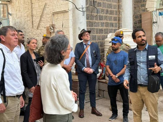 وفد أوروبي يتفقد أعمال تأهيل قصر السلطان العبدلي في عدن