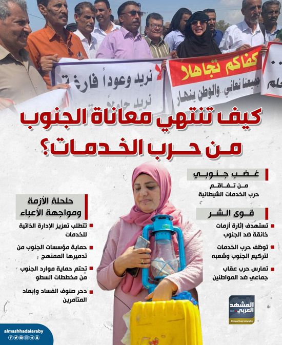 كيف تنتهي معاناة الجنوب من حرب الخدمات؟ (إنفوجراف)