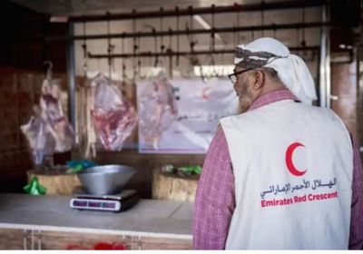 الهلال الأحمر الإماراتي يوزع الأضاحي على 650 أسرة في عدن ولحج