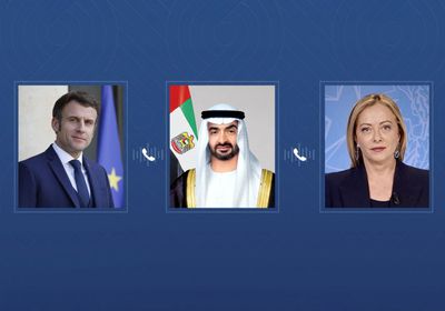 محمد بن زايد يبحث مع الرئيس الفرنسي ورئيسة وزراء إيطاليا التطورات بالمنطقة