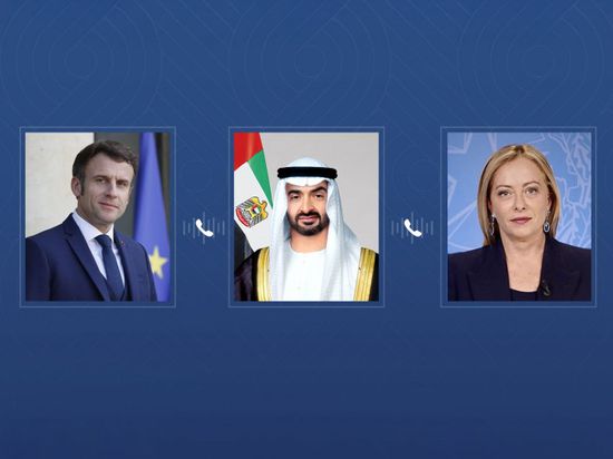 محمد بن زايد يبحث مع الرئيس الفرنسي ورئيسة وزراء إيطاليا التطورات بالمنطقة