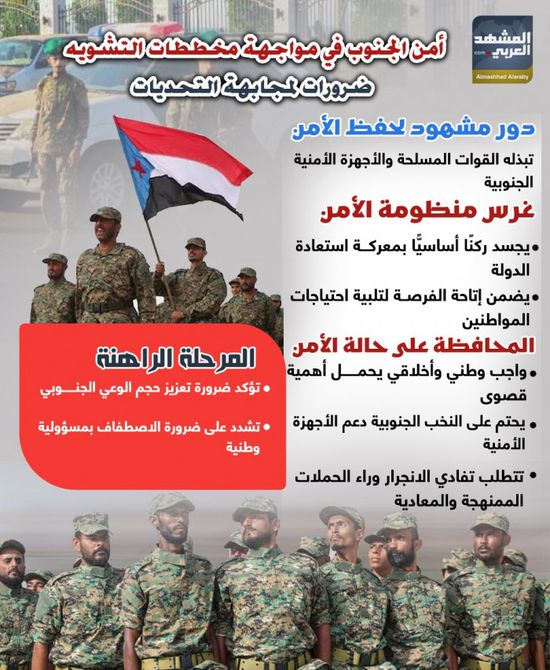 أمن الجنوب في مواجهة مخططات التشويه.. ضرورات لمجابهة التحديات (إنفوجراف)