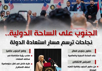 الجنوب على الساحة الدولية.. نجاحات ترسم مسار استعادة الدولة (إنفوجراف)