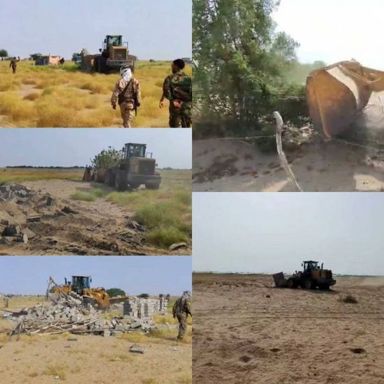 إزالة بناء عشوائي على أرض مشروع للطاقة الشمسية في عدن