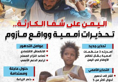 اليمن على شفا الكارثة.. تحذيرات أممية وواقع مأزوم (إنفوجراف)