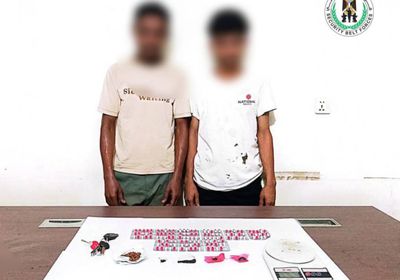 قوات الحزام الأمني بالعاصمة تضبط شخصين بتهمة ترويج المخدرات
