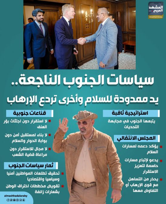 سياسات الجنوب الناجعة.. يد ممدودة للسلام وأخرى تردع الإرهاب (إنفوجراف)