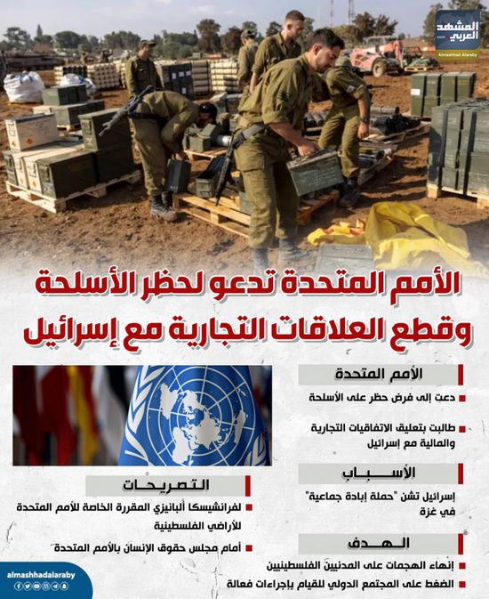 الأمم المتحدة تدعو لحظر الأسلحة وقطع العلاقات التجارية مع إسرائيل (إنفوجراف)