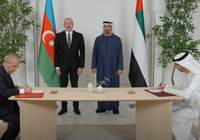 محمد بن زايد ورئيس أذربيجان يشهدان توقيع اتفاقية شراكة شاملة بين البلدين