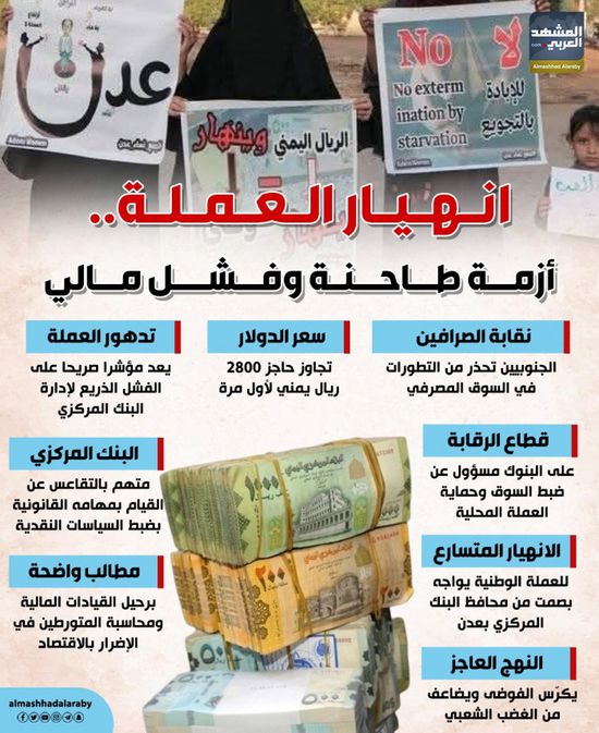 انهيار العملة.. أزمة طاحنة وفشل مالي (إنفوجراف)