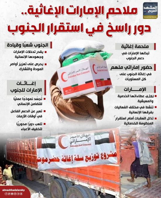 ملاحم الإمارات الإغاثية.. دور راسخ في استقرار الجنوب (إنفوجراف)