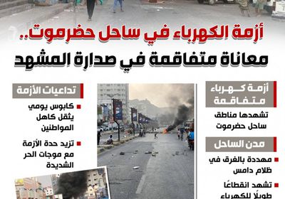 أزمة الكهرباء في ساحل حضرموت.. معاناة متفاقمة في صدارة المشهد (إنفوجراف)